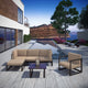 Modern Urban Contemporary Outdoor Patio Sectional Sofa, Mocha Fabric, Set of 6