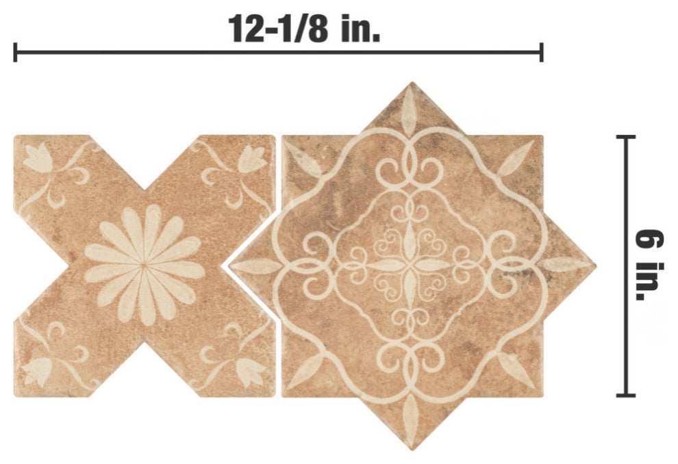 SomerTile Tech Land Star Fire Temple/Cross Fire Temple 6" x 12-1/8" F/W Tile