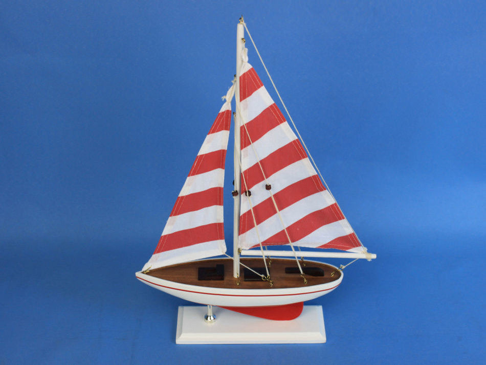 Pacific Sailer, Sailboat Model, Red Striped, 17"
