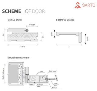 Solid French Door 42 x 84 | Planum 0014 Oak with| Bathroom