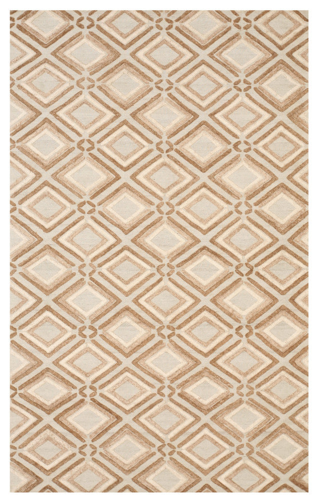 Brown Contemporary Geometric Raga Area Rug
