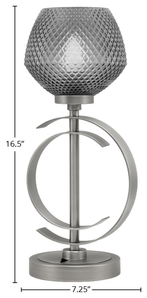 1-Light Table Lamp, Graphite Finish, 6" Smoke Textured Glass