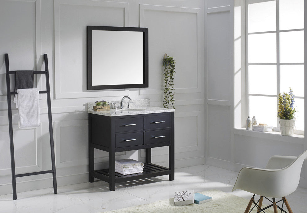 Caroline Estate 36" Single Bathroom Vanity Set Espresso, Marble Top