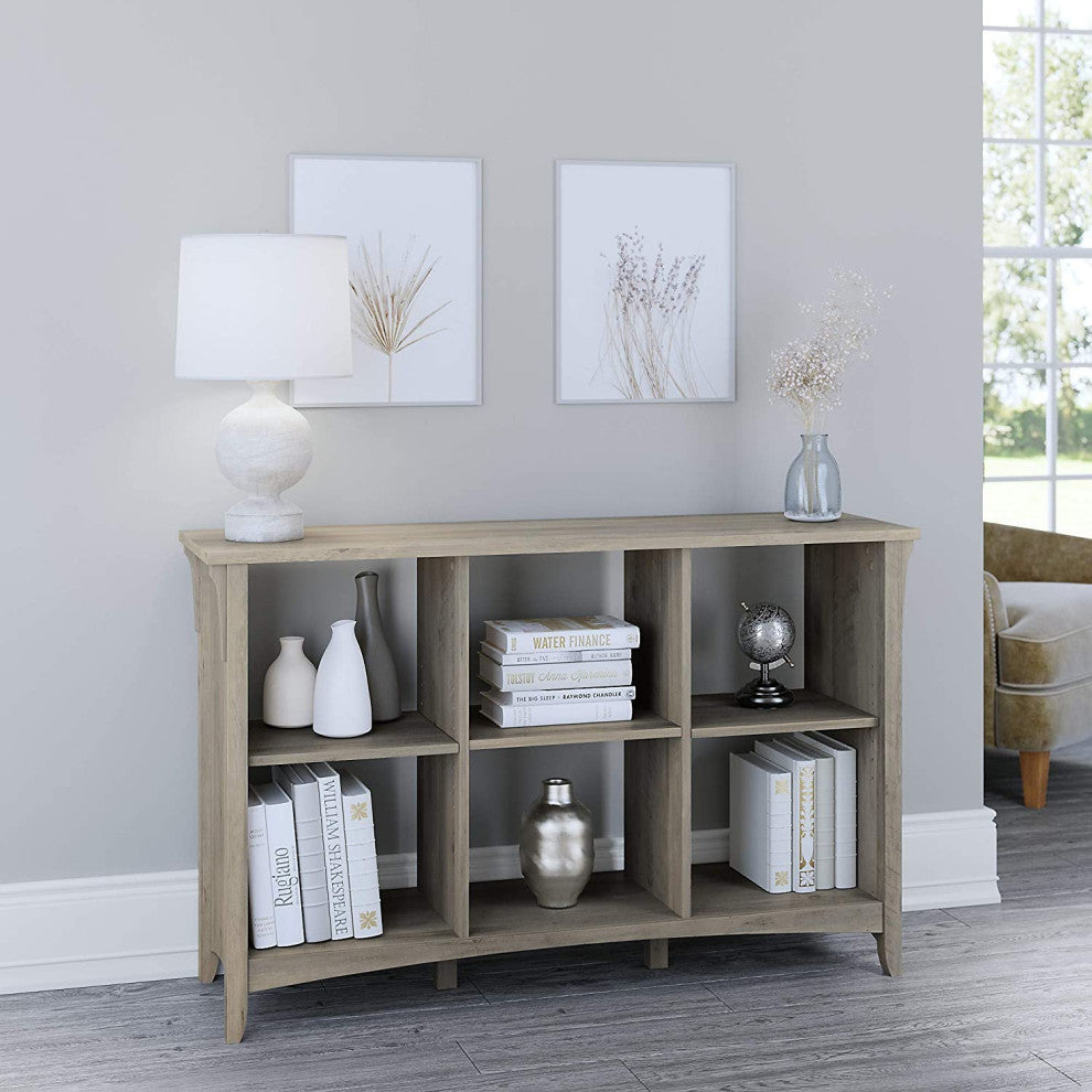 Elegant 6-Cube Organizer Bookcase with Tapered Legs and Cubby Shelves, Driftwood Gray