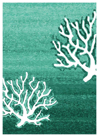 Coral Pattern, Aqua, 5'x8'