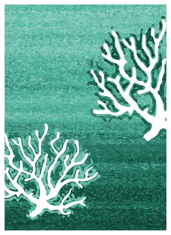 Coral Pattern, Aqua, 5'x8'