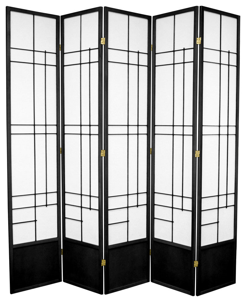 7' Tall Eudes Shoji Screen, Black, 5 Panels