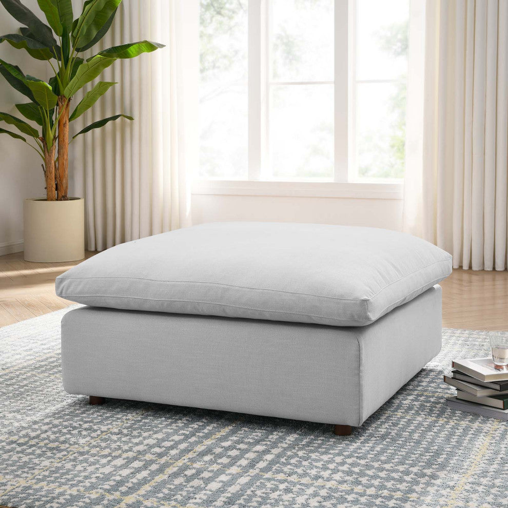 Commix Down Filled Overstuffed Ottoman, Light Gray