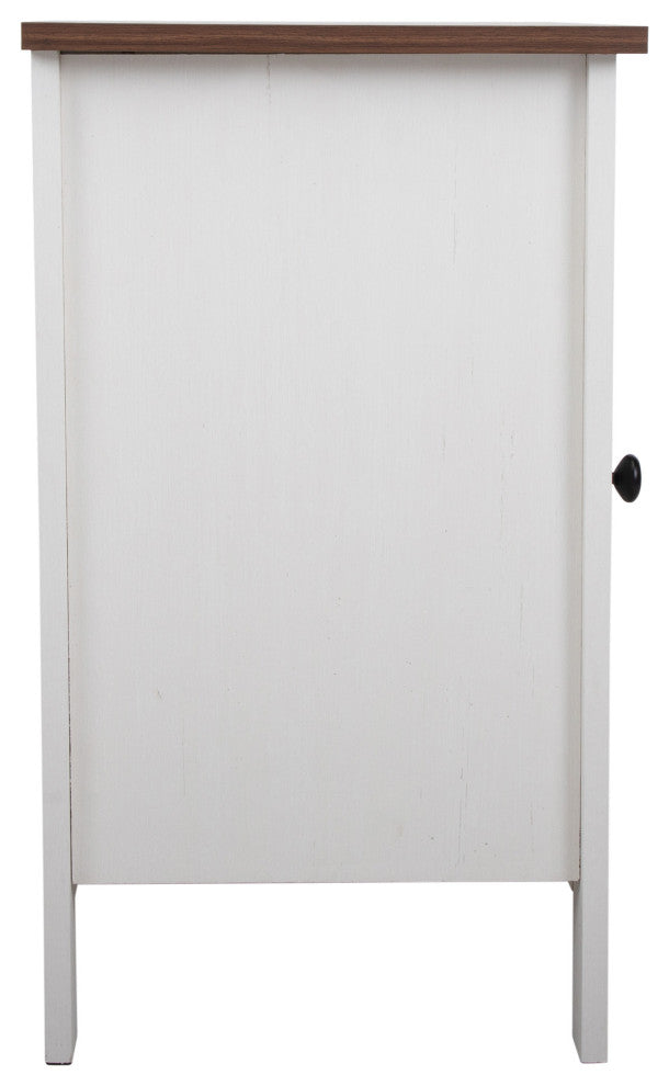2 Set Wood Nightstand with Glass Door in White