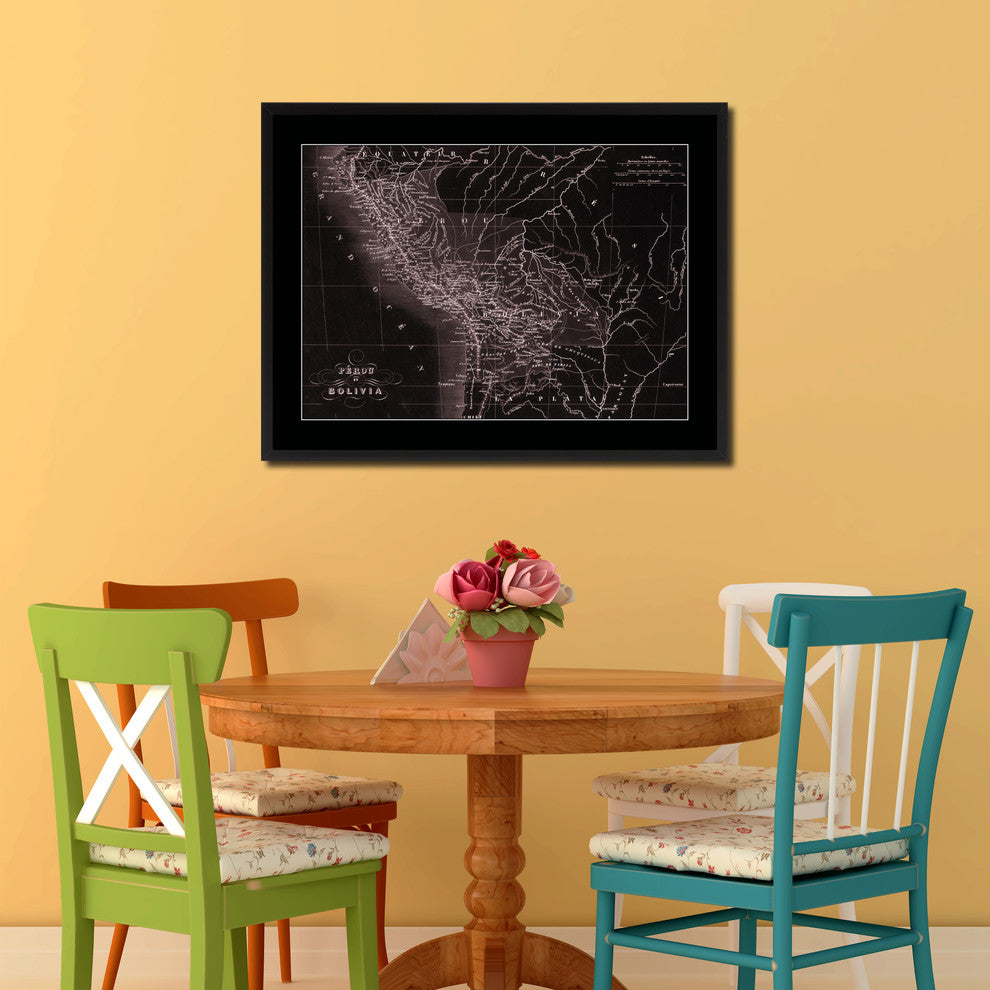 Peru Bolivia Vintage Vivid Sepia Map Canvas, 28"x37"
