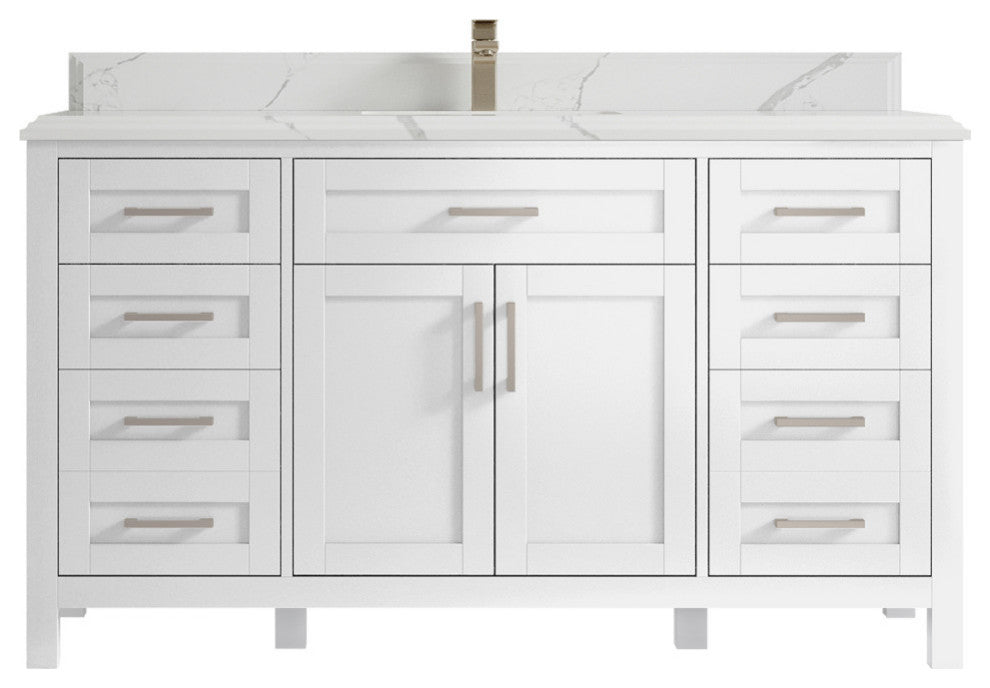 Cambridge 60 Single Bathroom Vanity in White 1.5" Calacatta Laza