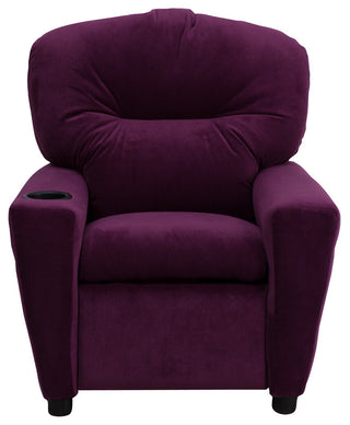 Contemporary Purple Microfiber Kids Recliner With Cup Holder
