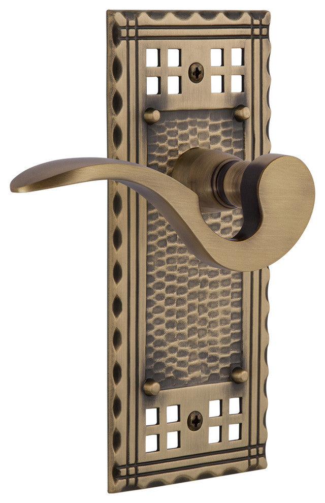 Craftsman Plate With Manor Lever, Antique Brass, Double Dummy, Non-Handed