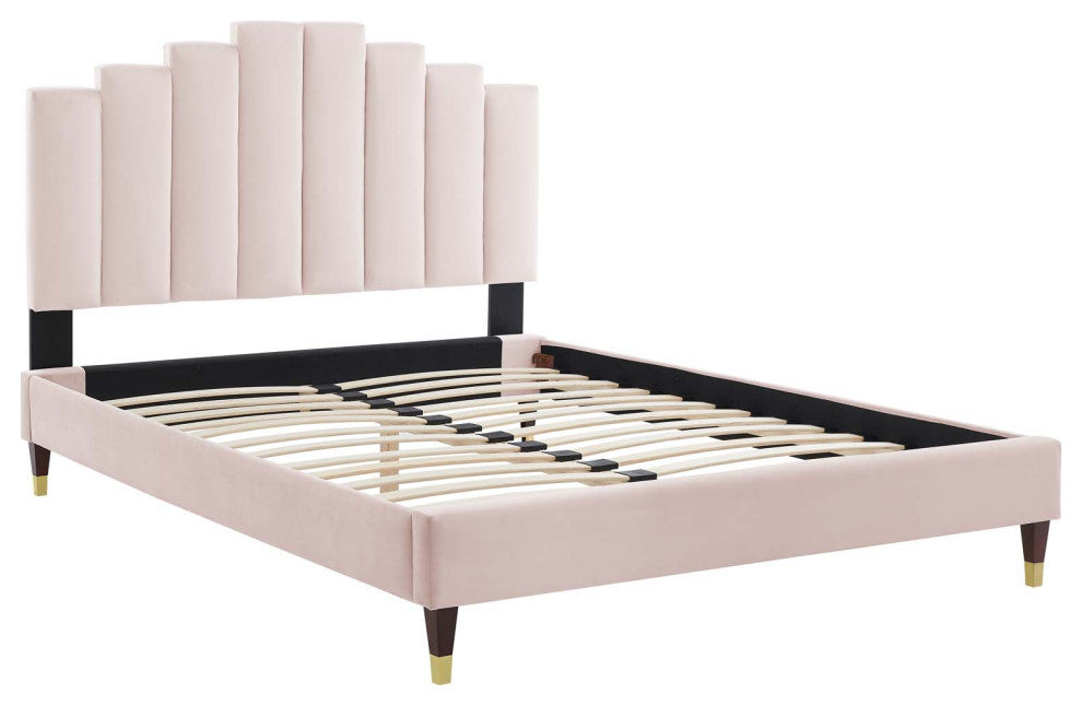Elise Queen Performance Velvet Platform Bed MOD-6691-PNK