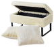 Heavy Faux Fur Storage Antique White Ottoman 18" x 36" x 10"