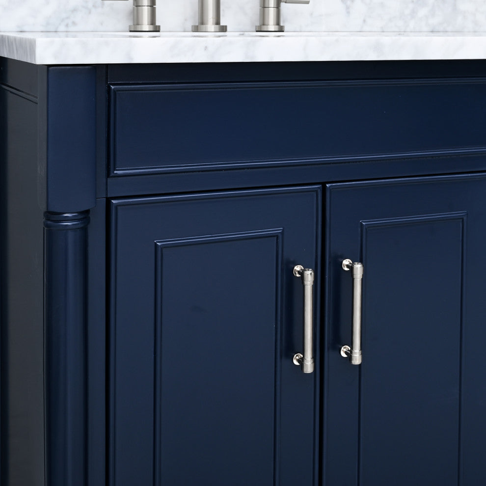 Avanity Bristol 60" Vanity Combo in Navy Blue and Carrara White Marble Top