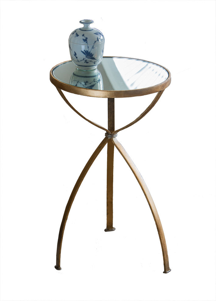 Mirror Top Table, Antique Gold
