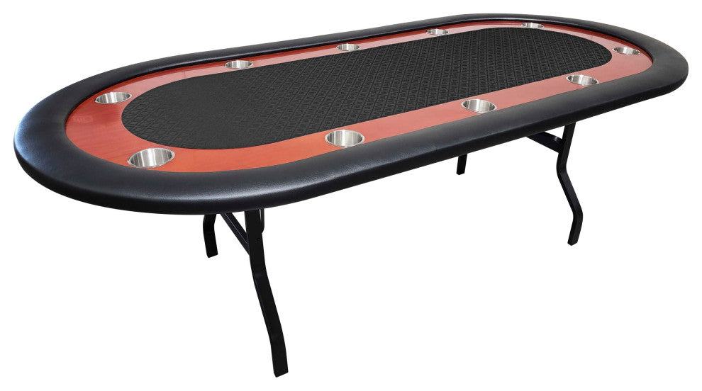 Ultimate Mahogany Folding Poker Table for 10 Players, Speed Cloth Surface, Black