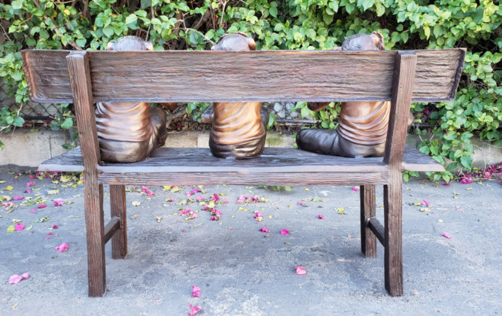 Three wise monkeys on a bench two tones bronze -  Size: 45"L x 19"W x 30"H.