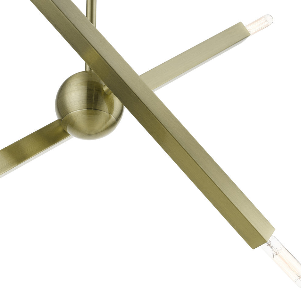 Livex Lighting Monaco 4-Light Antique Brass Linear Chandelier