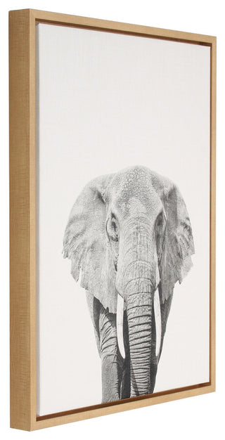 Sylvie Elephant Natural Framed Canvas Wall Art by Simon Te Tai