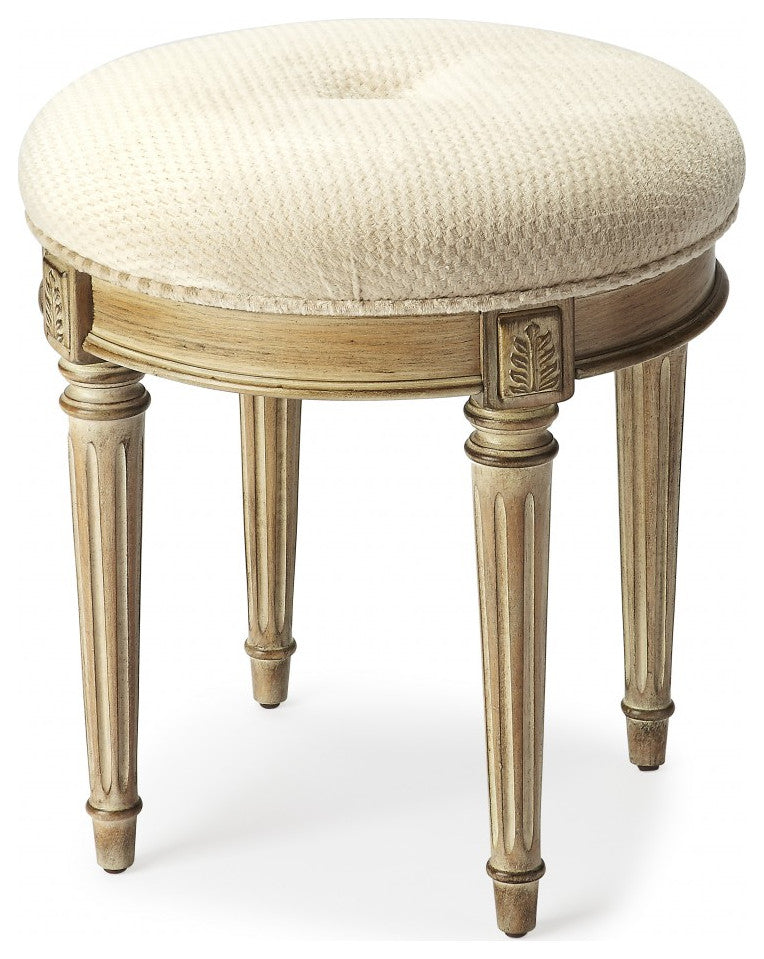 Classic Driftwood Ivory Vanity Stool
