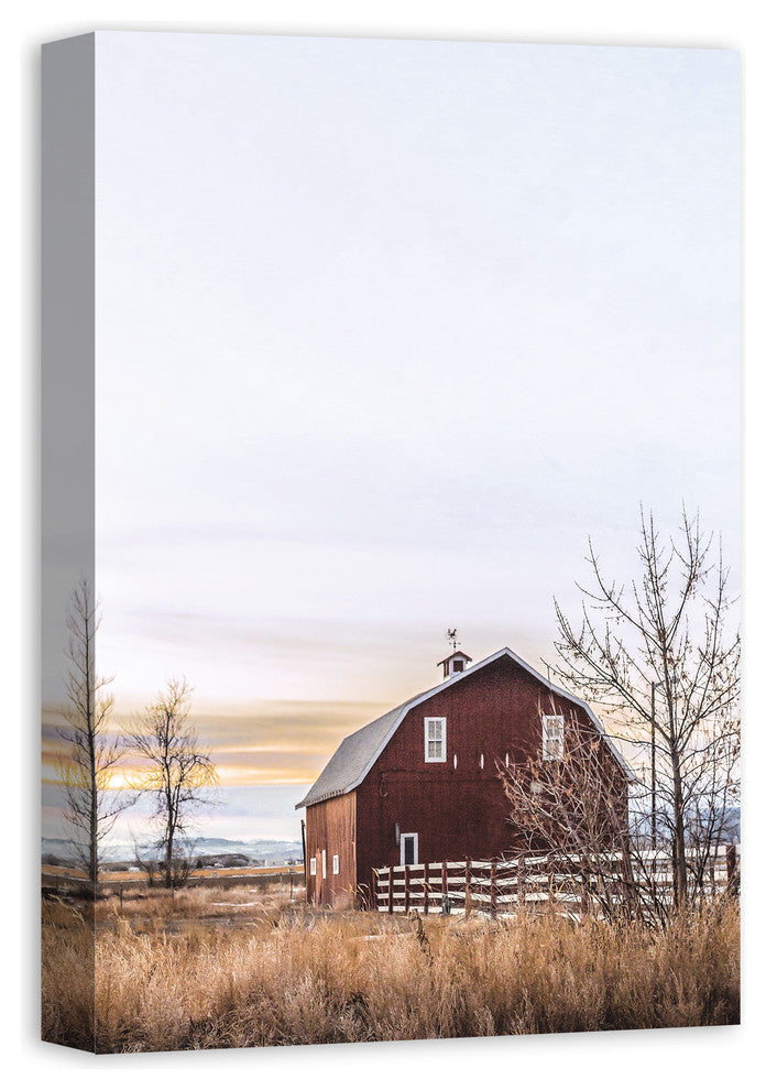 Rustic Barn Sunrise 16x24 Canvas Wall Art