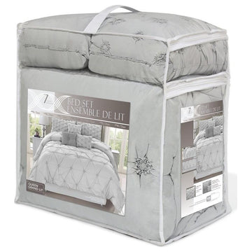 Safdie & Co. 7-piece Chateau Premium Microfiber King Comforter Set in Gray