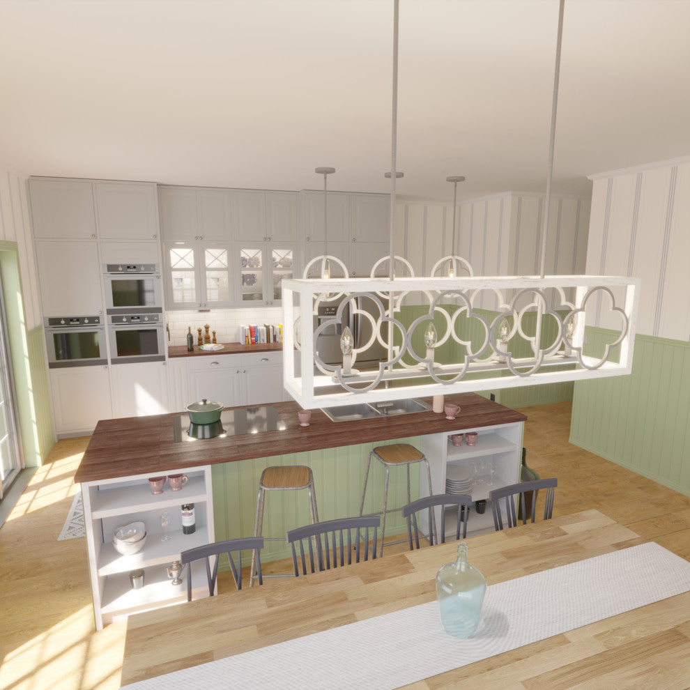 Hunter Gablecrest Painted Concrete and Rustic White Linear Chandelier