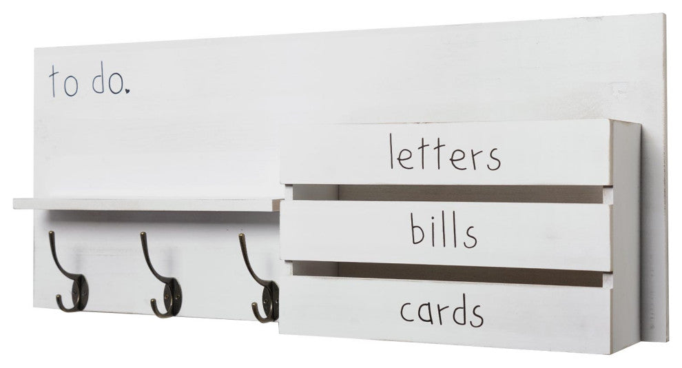 Addie Joy Wood To Do Decorative Mail Organizer and Storage Shelf - White