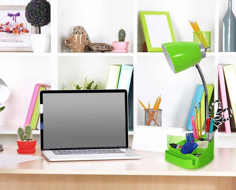 Organizer Desk Lamp With Ipad Tablet Stand Book Holder and Charging Outlet, Gree