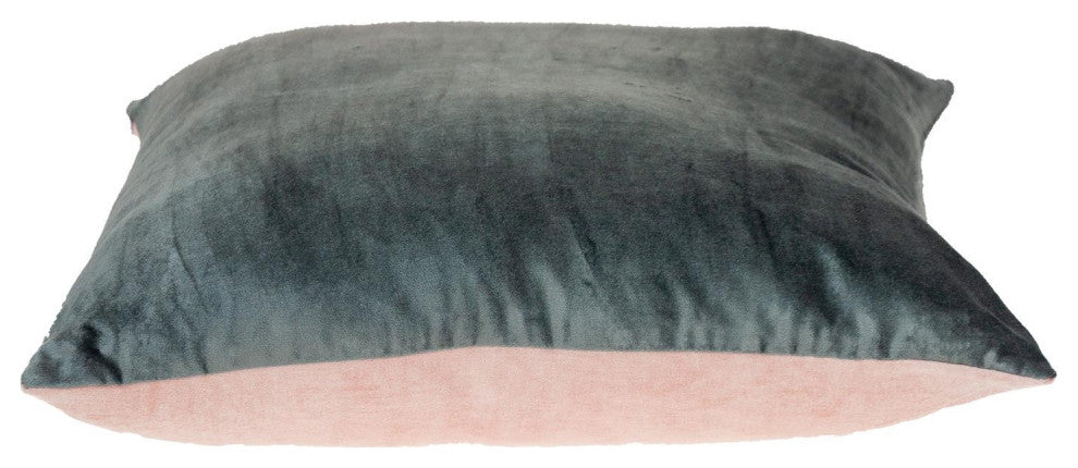 Dark Gray and Pink Dual Solid Color Reversible Throw Pillow