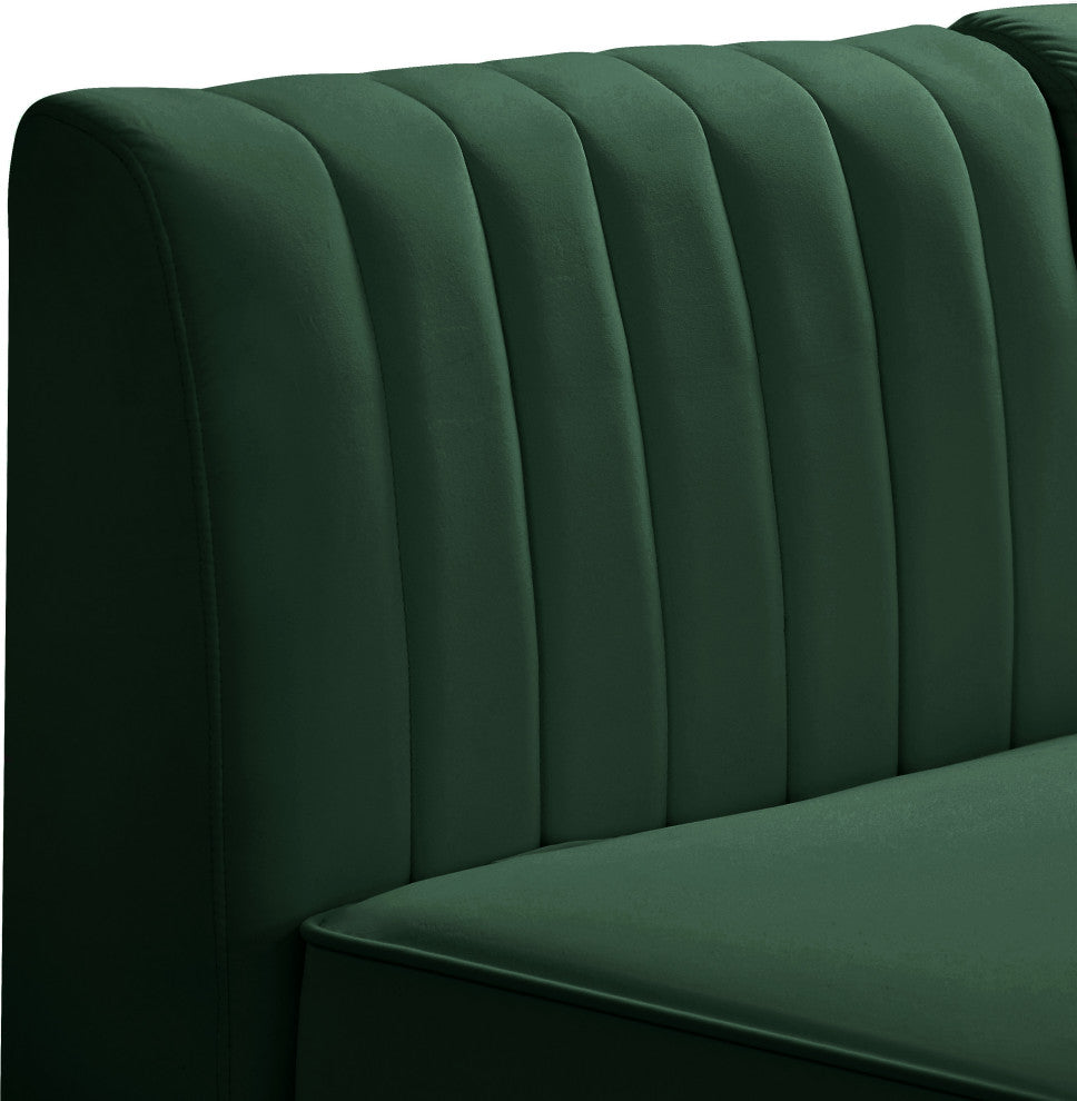 Alina Velvet Upholstered 2-Piece Modular Sectional, Green