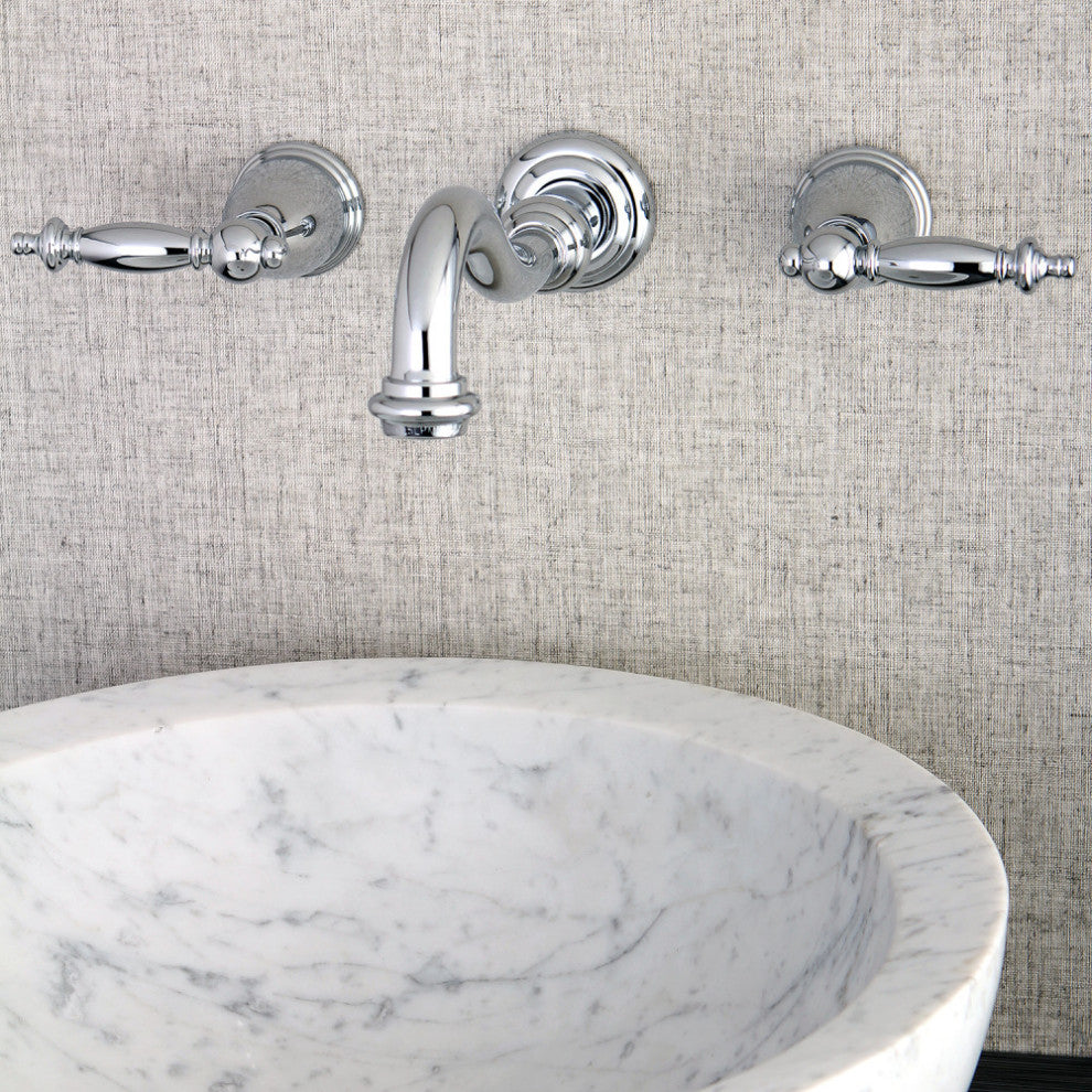 Kingston Brass Wall Mount Bathroom Faucet, Polished Chrome