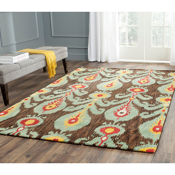 Safavieh Ikat Ikt219A Charcoal, Blue Area Rug