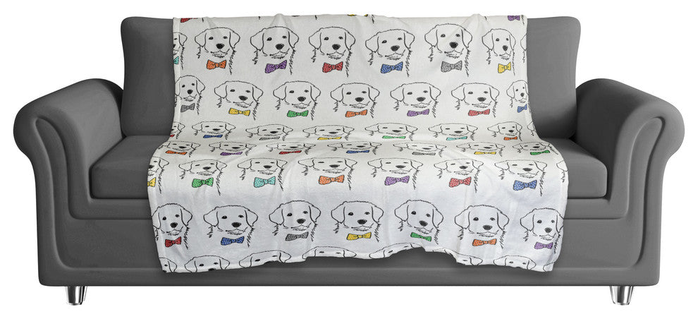 Dogs with Polka Dot Bow 50x60 Coral Fleece Blanket