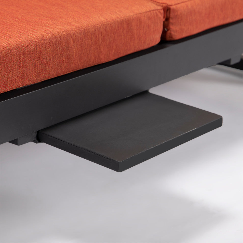 LeisureMod Chelsea Convertible 2-in-1 Sofa and Double Chaise Lounge, Orange