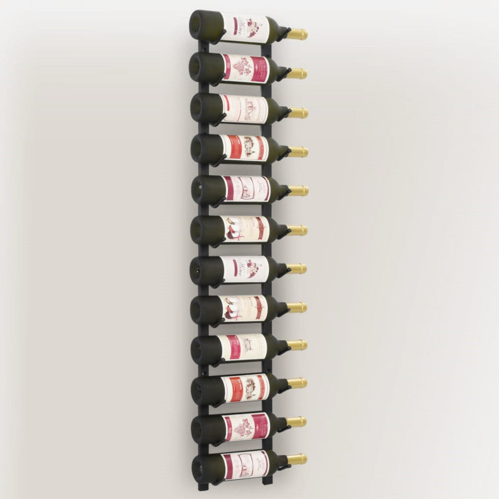 Vidaxl Wall Mounted Wine Rack For 12 Bottles Black Iron