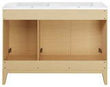 Cascade 48" Natural Oak, Double Basin Bathroom Vanity With White Sink Top