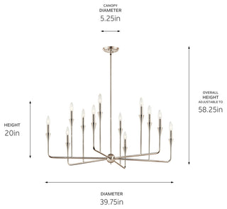 Alvaro Chandelier, Polished Nickel, 12 Light