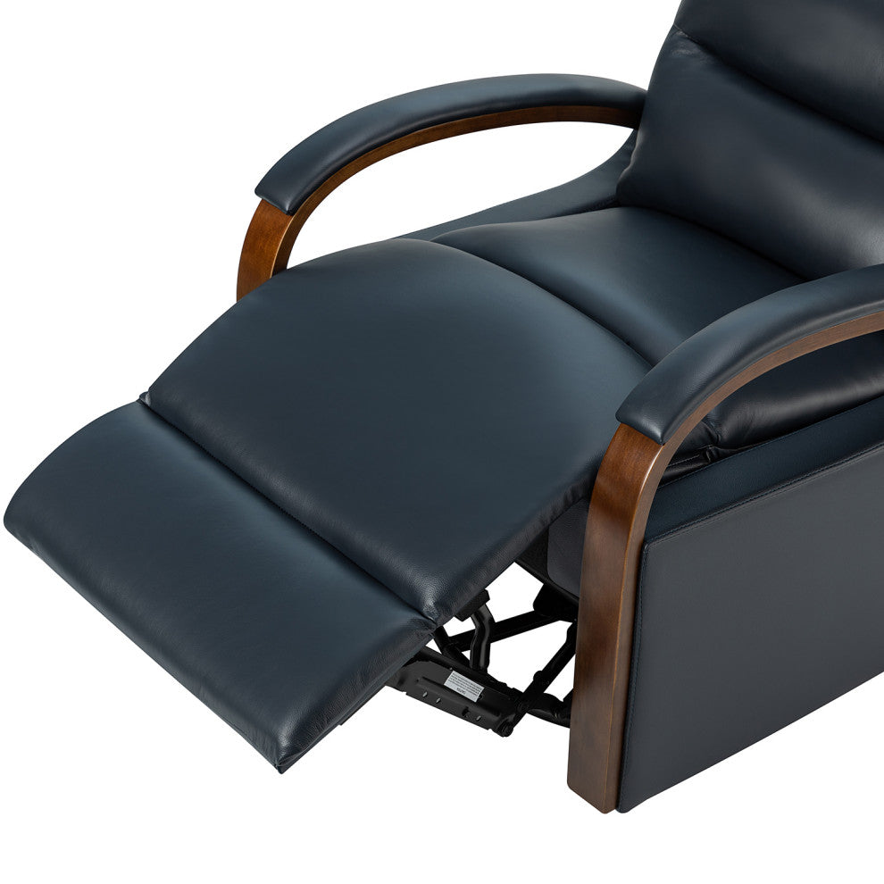 Konradin Genuine Leather Swivel Rocking Manual Recliner Set of 2, Navy