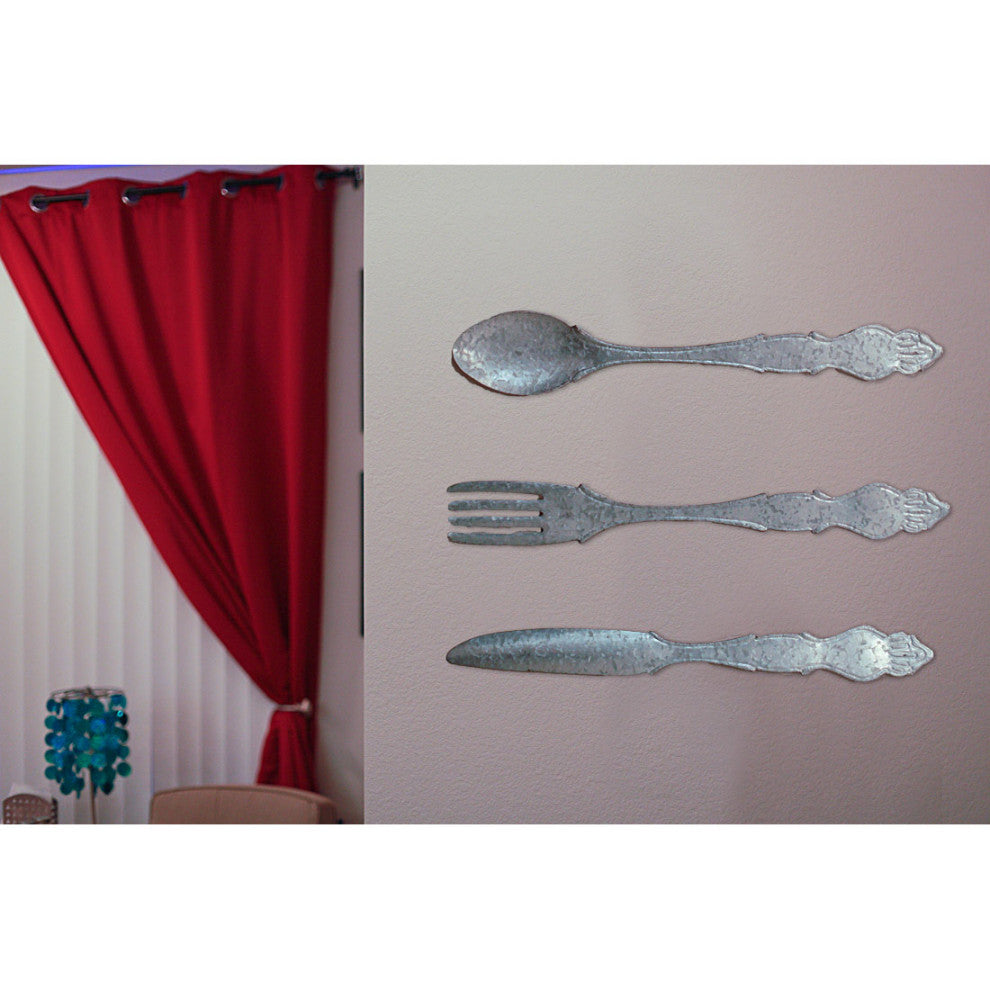 Giant Galvanized Metal Fork Spoon Knife Farmhouse Kitchen Decor Wall Hanging Se