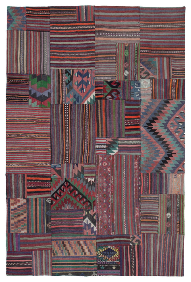 Rug N Carpet - Handmade Turkish 6' 8'' x 9' 11'' Vintage Patchwork Kilim Rug