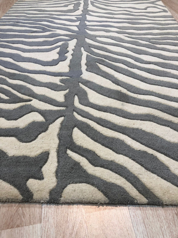 EORC Gray Hand-Tufted Wool Tufted Rug 4'x6'
