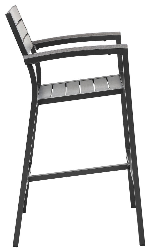 Brown Gray Maine Bar Stool Outdoor Patio Set of 2