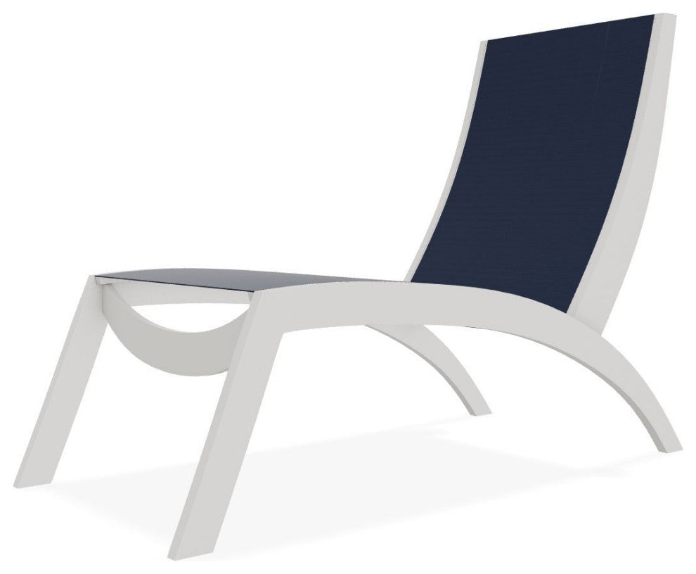 Dune Sling Stackable Outdoor Hydro-Lounge Chaise, Navy/Snow