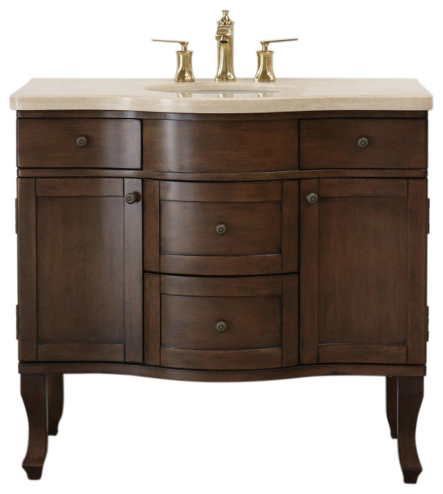 38.2" Single Sink Vanity, Wood, Walnut