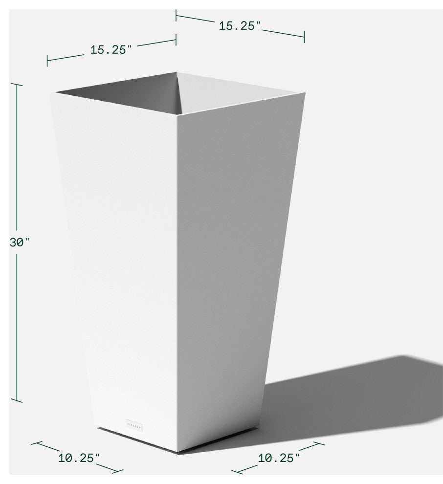 Midland Tall Square Planter, White, 30'', 2 Pack