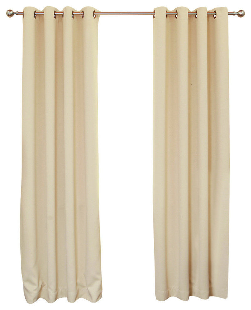 Solid Grommet Top Thermal Insulated Blackout Curtains, Beige, 108"