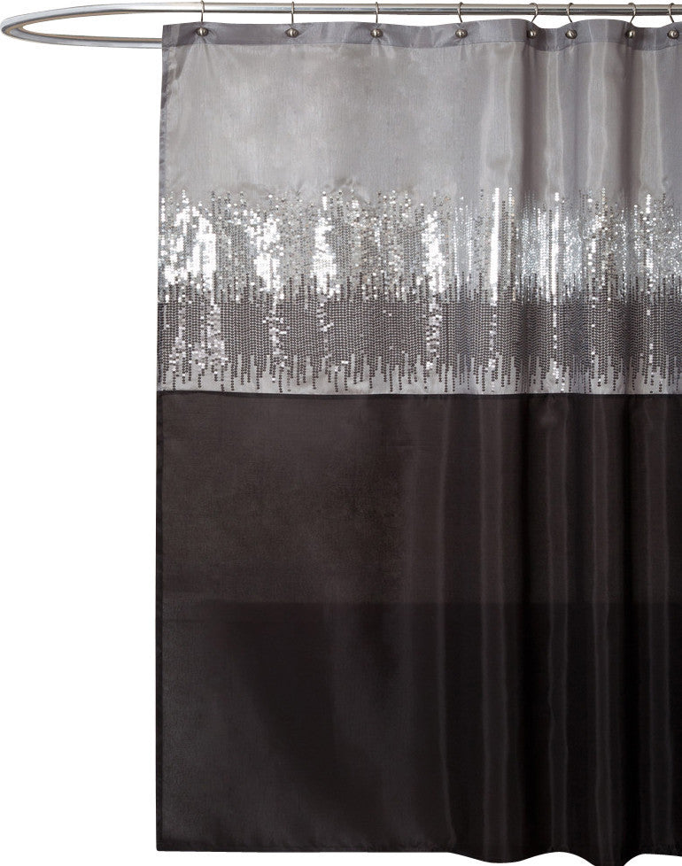 Night Sky Shower Curtain, 72"x72", Black/ Gray
